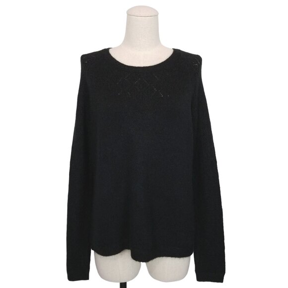 Kuhl Sonata Pointelle Merino Blend Sweater Black Sz Medium